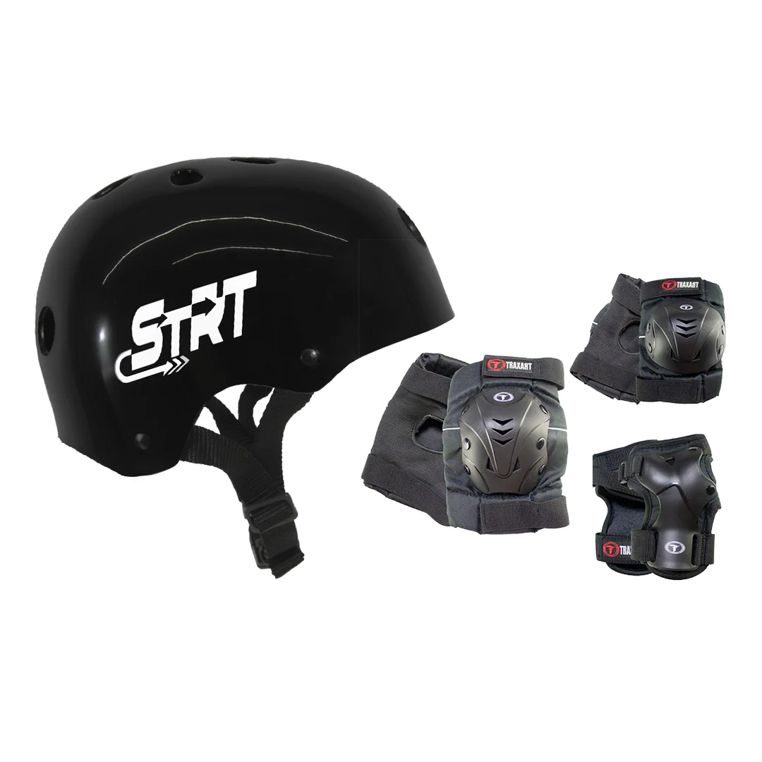 Kit de proteção brinde: mini capacete, joelheira e cotoveleira